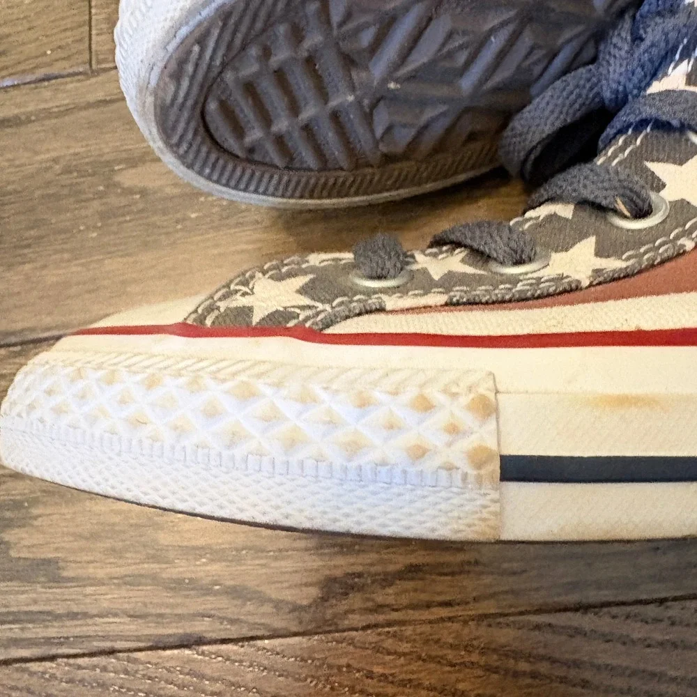 Converse All Star High Top Sneakers Kids Size 13 American Flag Print Zip Closure